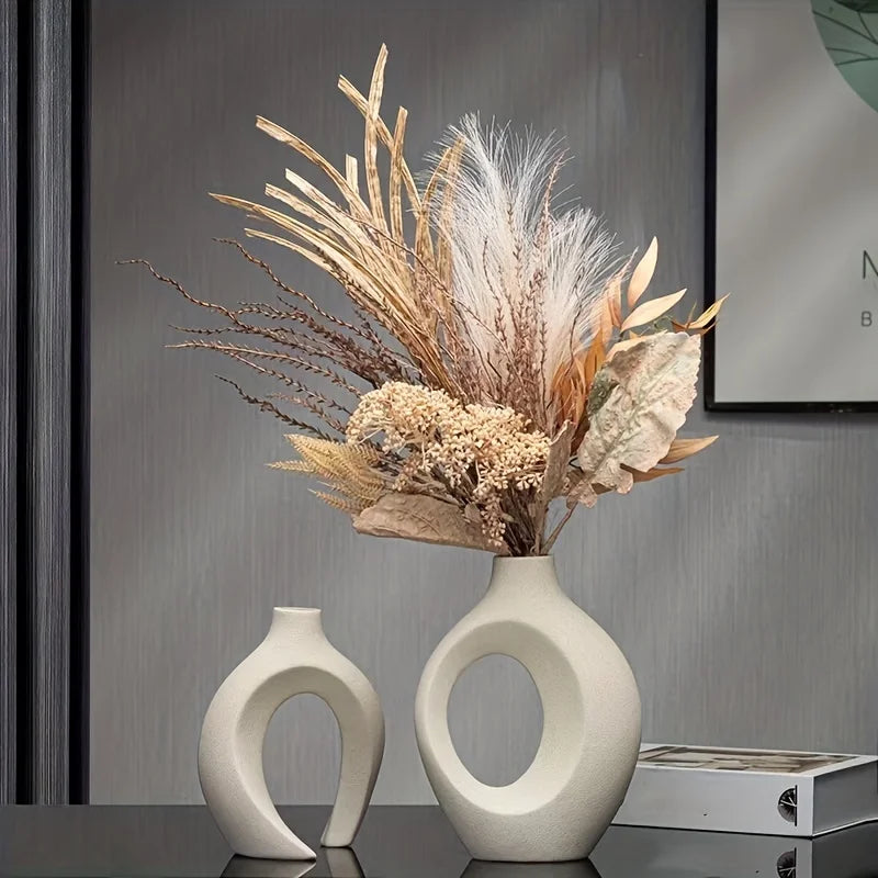 Nordic Modern Ceramic Hollow Vase Set